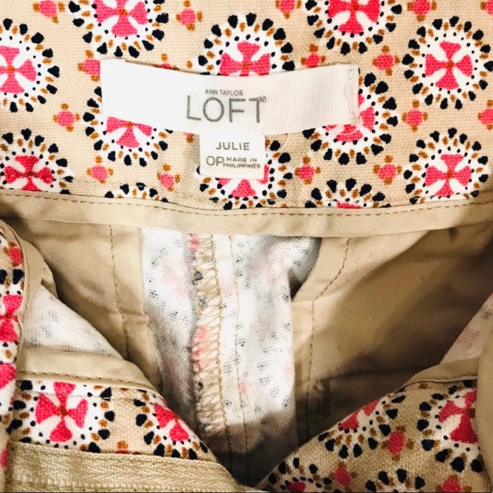NWOT Loft Riviera Julie Crop Straight Leg Pants Pink Floral 0P - Picture 3 of 4